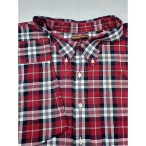 Oak Hill Mens 5XL Button Down Shirt Plaid Long Sleeve Cotton Casual
